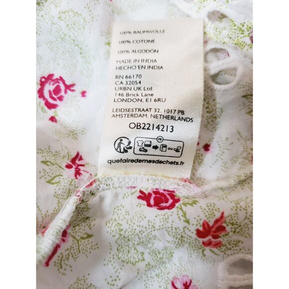 Anthropologie Womens Top Small Smocked Ruched Puff Sleeve Feminine Floral Lace - Picture 8 of 12